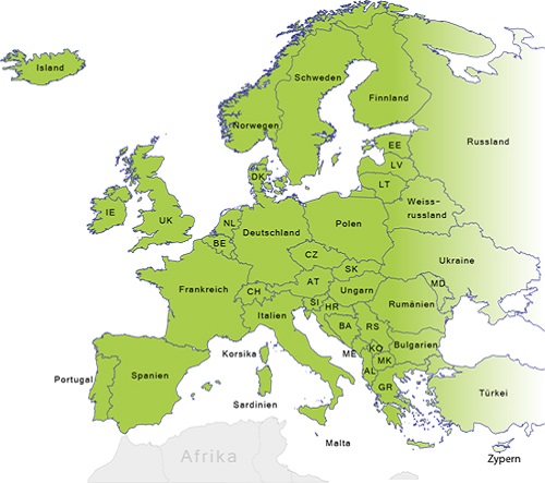 Europa Karte.. bitte Javascript aktievieren.... oder ein Fehler